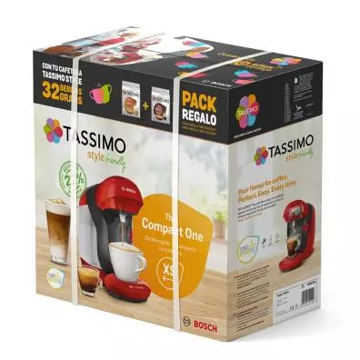 Pack Cafetera de cápsulas Bosch Tassimo TAS113EC + 32 bebidas gratis